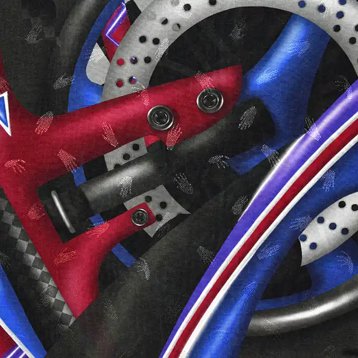 Gewebe, Viskose, abstrakt, 25821-23, rot-blau Neuheit