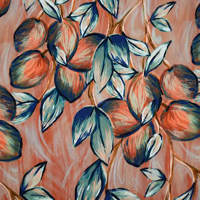 Markenware Gewebe, Viskose, Mikrosatin, Obst, 25821-42, rot