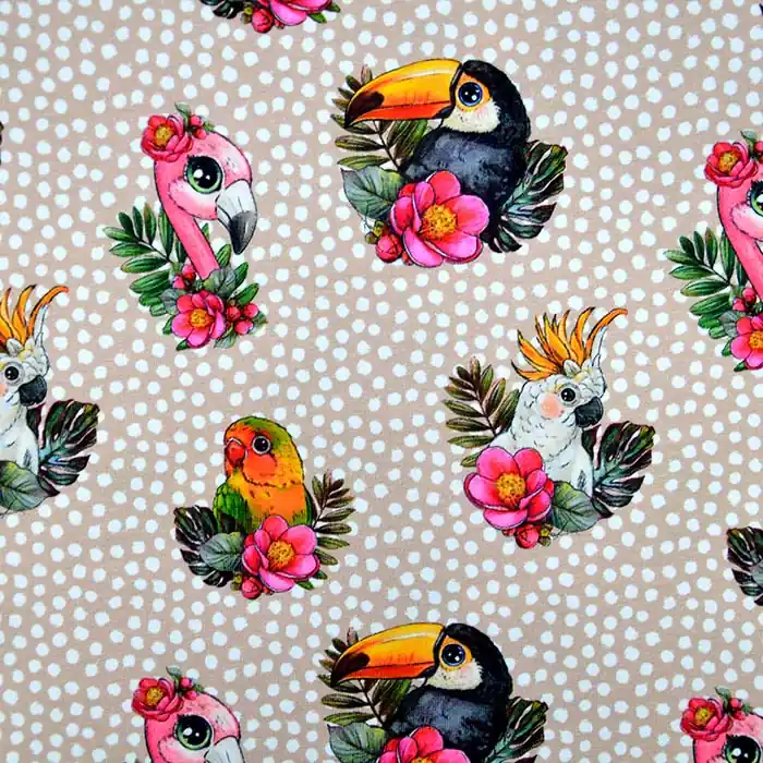 Jersey, Baumwolle, digital, Teire, 25573-21, beige Kostenloser Rückversand