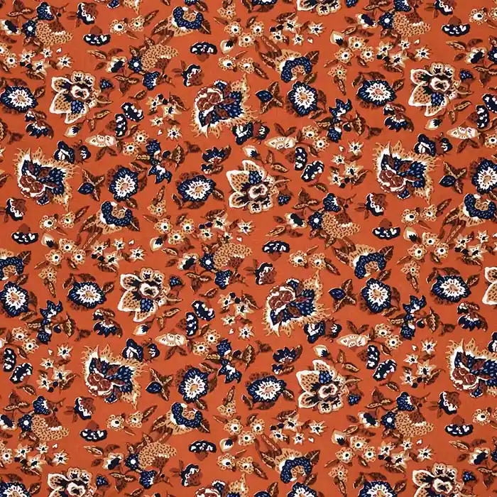 Gewebe, Viskose, floral, 23914-3, ziegelfarben Abverkauf