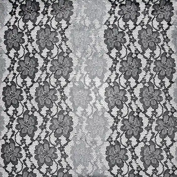 Spitze, elastisch, floral, 21351-1, schwarz Kostenfreie Lieferung