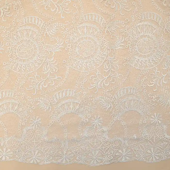 Spitze, hochwertig, 13528, weiß, silberner Faden Markenprodukt