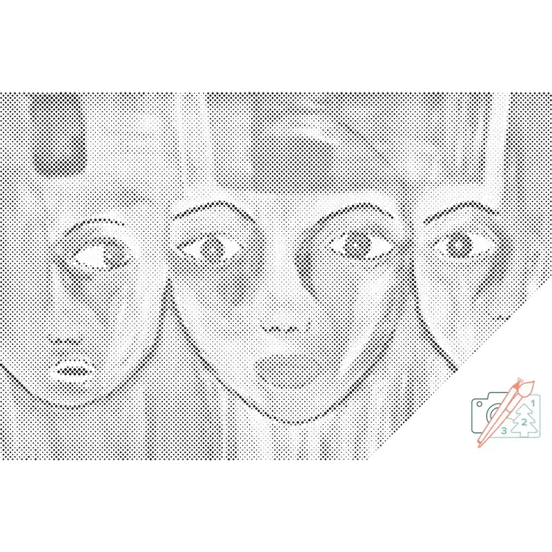 Premium Punktmalerei – Abstrakte Gesichter