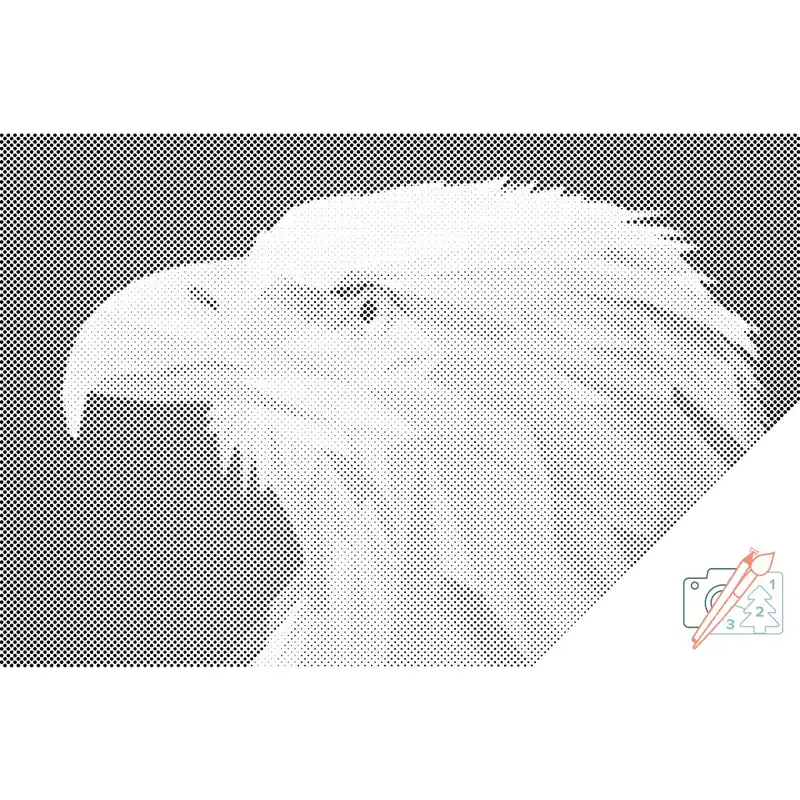 Mengenrabatt Punktmalerei – Adler mit gelbem Schnabel