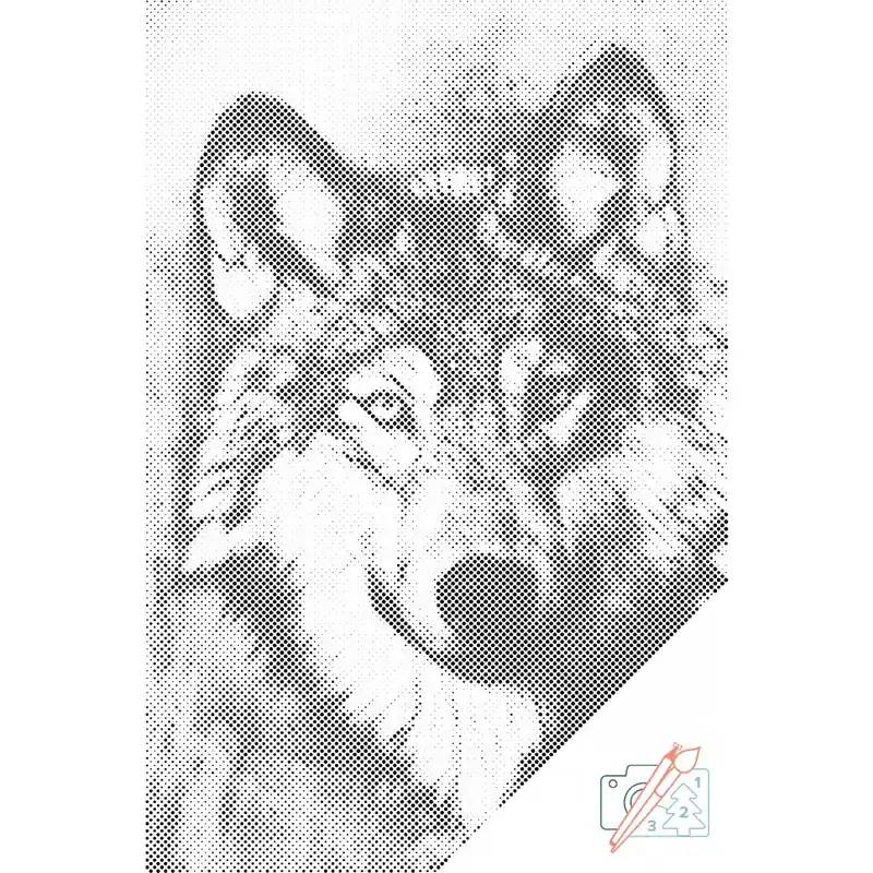 Highlight Punktmalerei – Abbildung eines Wolfes