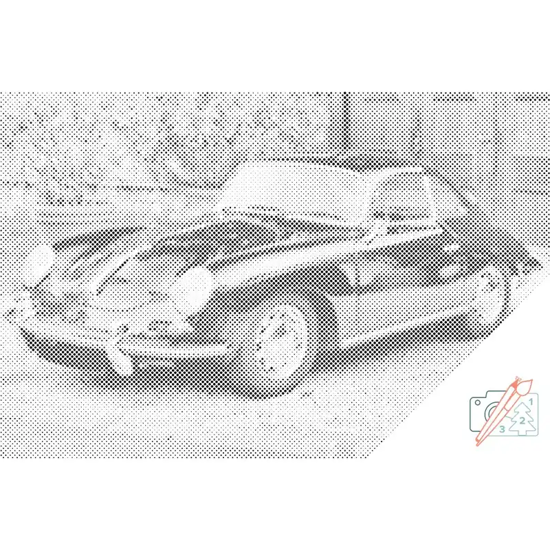 Handgefertigt Punktmalerei – Alter Porsche