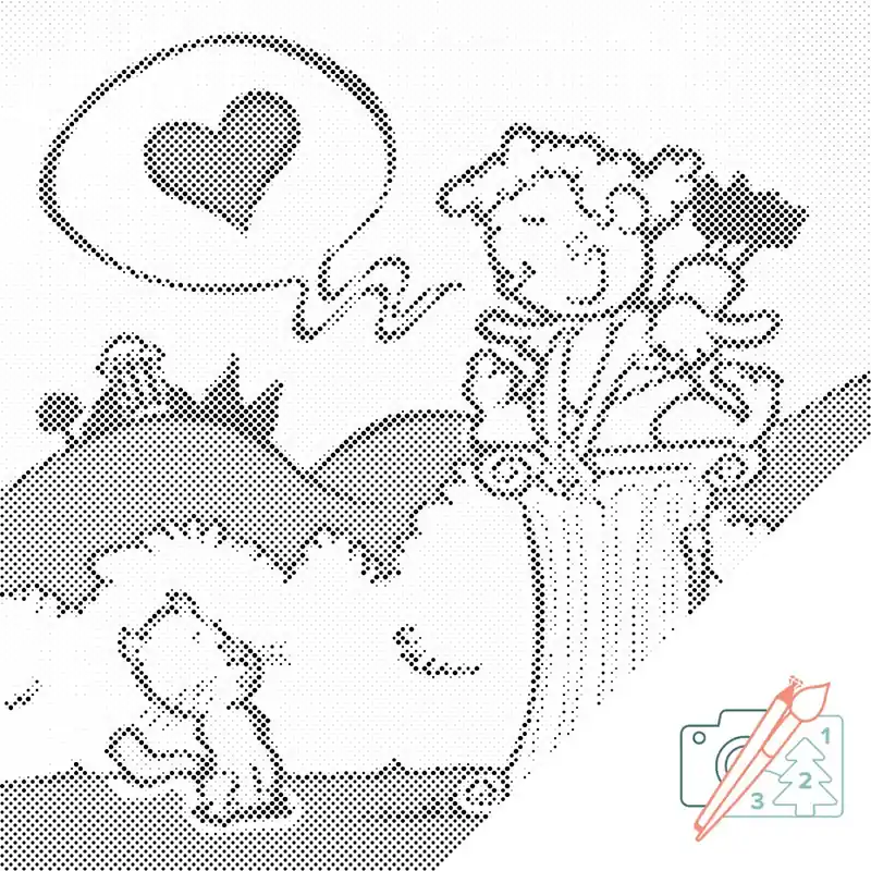 Punktmalerei – Amor und Kätzchen Solange Der Vorrat Reicht