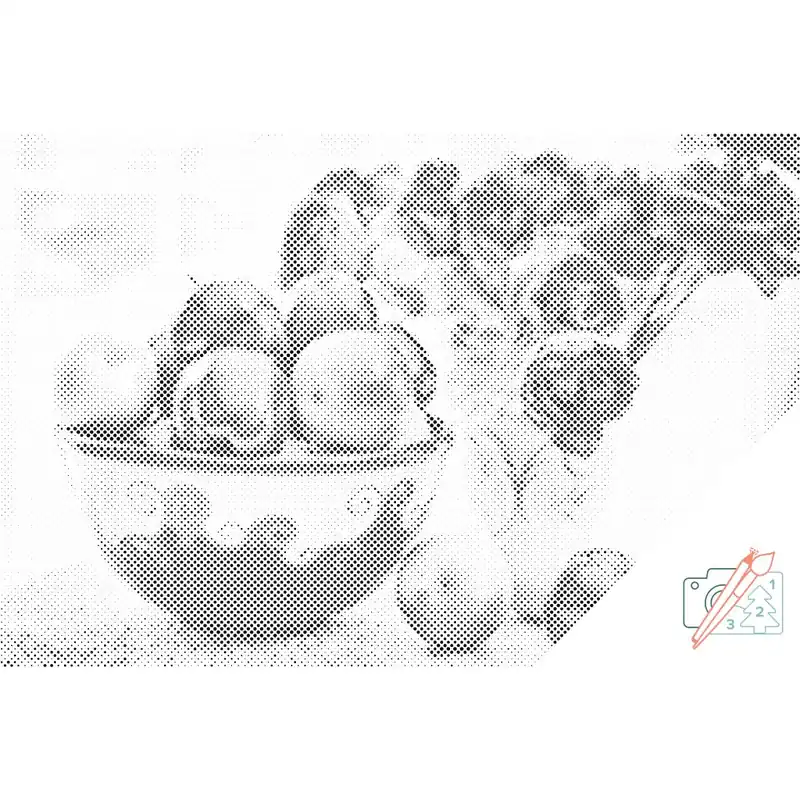 Preiswert Punktmalerei – Äpfel und Blumen