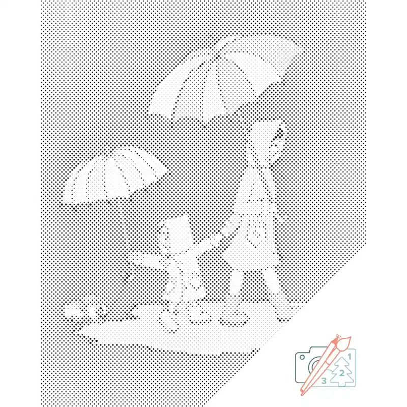 Neue Kollektion Punktmalerei – Baby mit Mutter beim Spaziergang