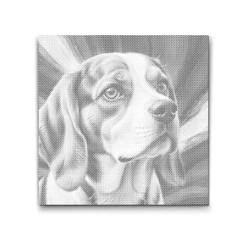 Gratis Versand Punktmalerei – Beagle in Rot- und Blautönen