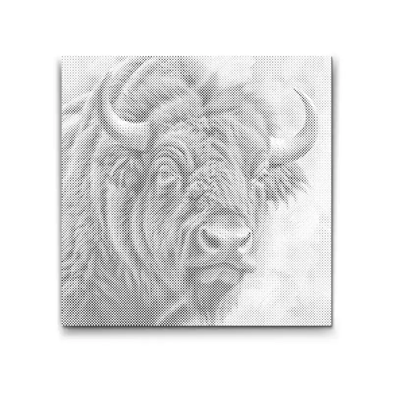 Billig Punktmalerei – Bison in gedeckten Grüntönen
