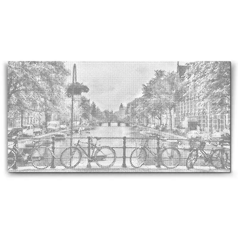 Mega-Angebot Punktmalerei – Blick von der Brücke auf Amsterdam – Niederlande