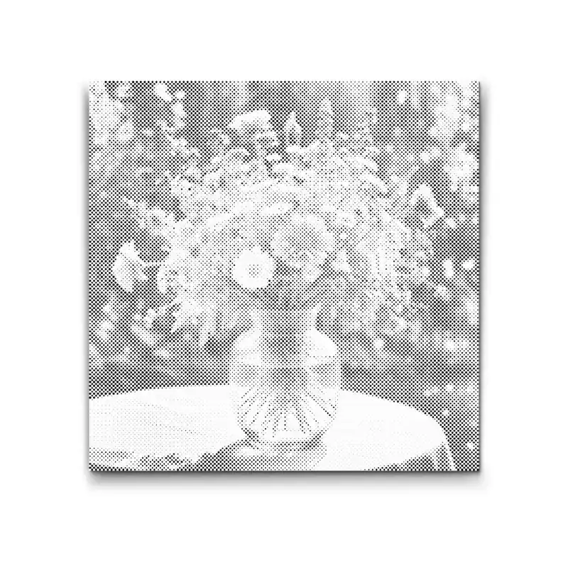 Rabatt Punktmalerei – Blumenstrauß in Blautönen