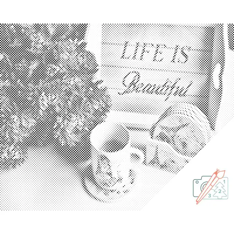 Punktmalerei – Blumen und eine Tasse Kaffee Sonderaktion