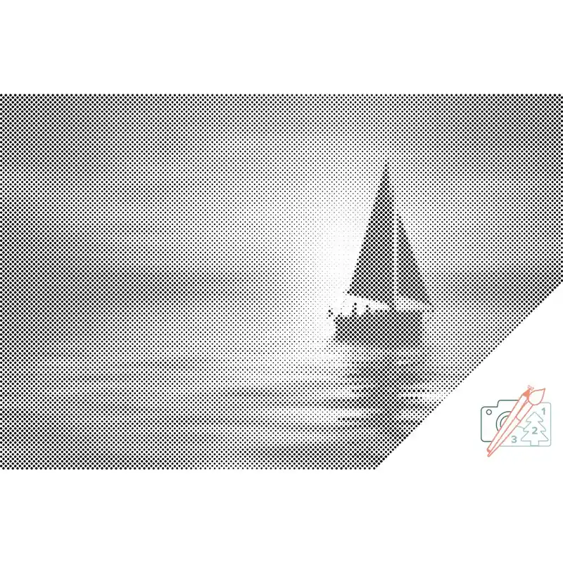 Punktmalerei – Boot bei Sonnenuntergang Kostenloser Versand