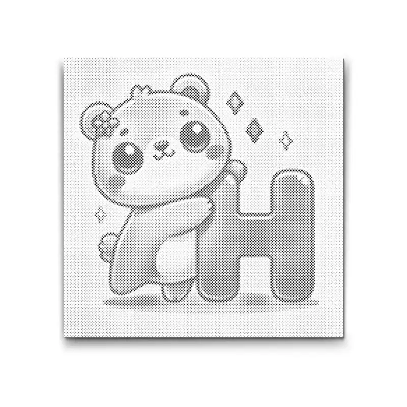 Kostenfreie Lieferung Punktmalerei – Buchstabe H – Mit einem Tier