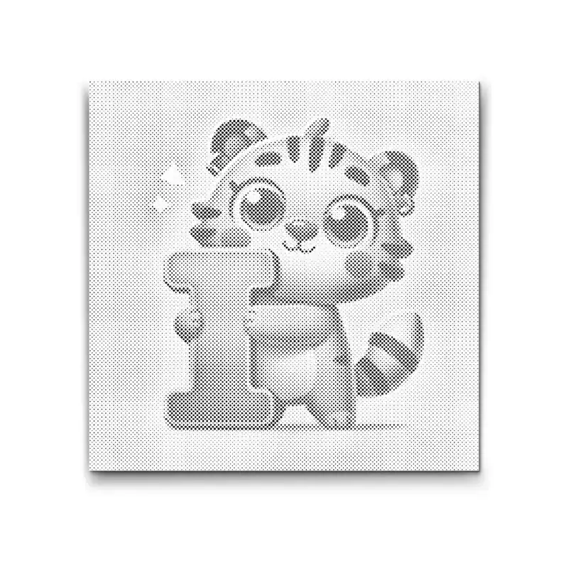 Punktmalerei – Buchstabe I – Mit einem Tier Original