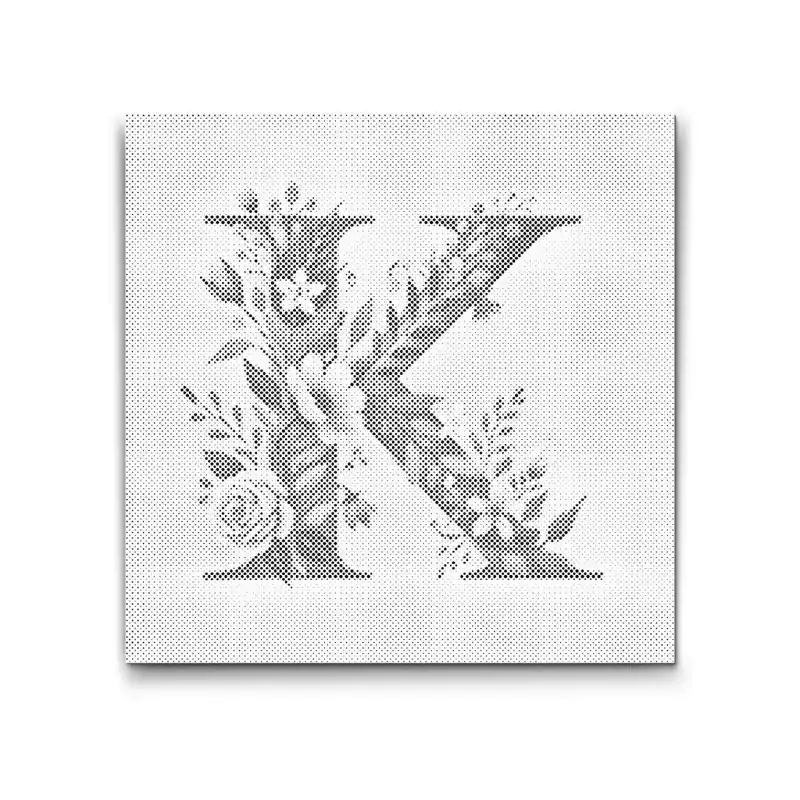 Meistverkauft Punktmalerei – Buchstabe K – Blumenmuster