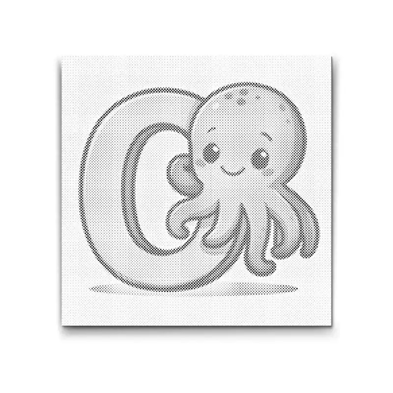 Echt Punktmalerei – Buchstabe O – Mit einem Tier