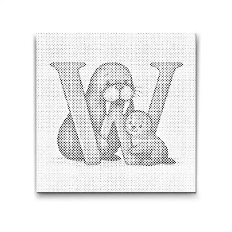 Garantierte Lieferung Punktmalerei – Buchstabe W – Mit einem Tier