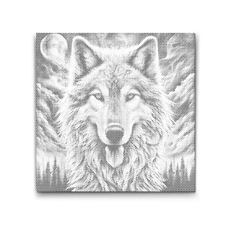 Rabatt Punktmalerei – Bunter Wolf