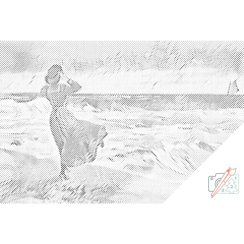Punktmalerei – Dame am Strand Kostenfreie Lieferung
