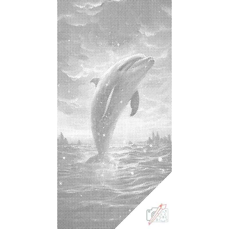 Online Kaufen Punktmalerei – Delfin bei Sonnenuntergang