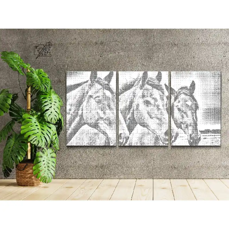 Punktmalerei – Die drei Pferde (3er-Set) Kostenloser Rückversand