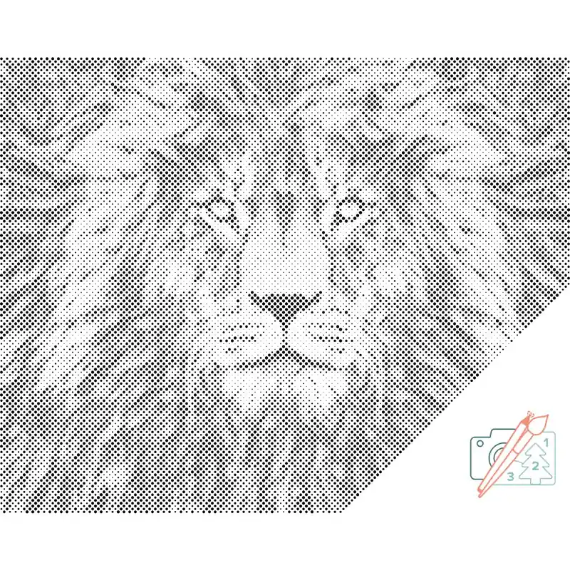 Punktmalerei – Der Blick des Löwen Nur Für Kurze Zeit