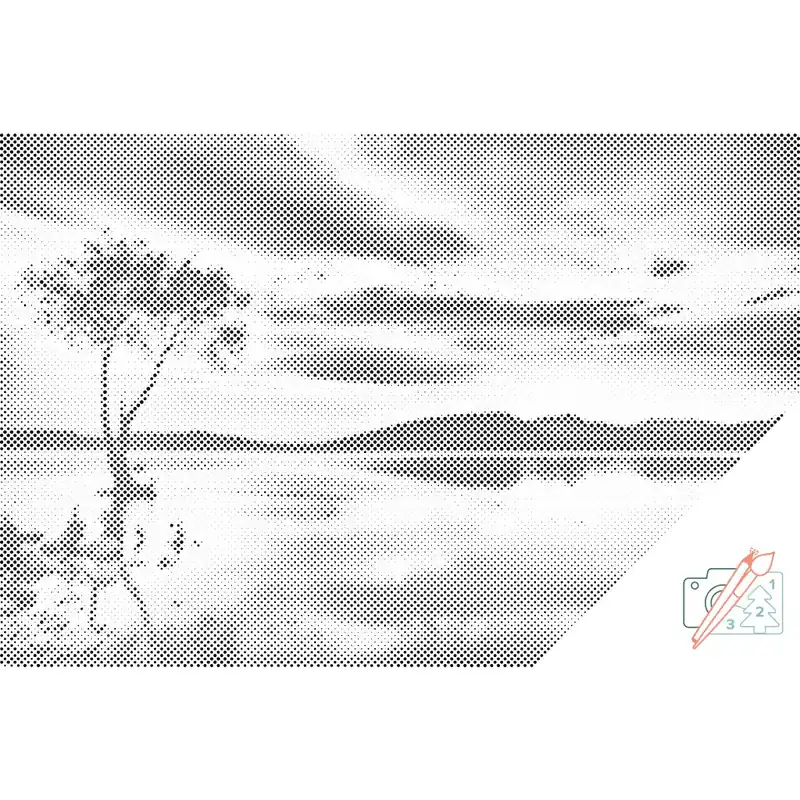 Exklusiv Punktmalerei – Dunkler Sonnenuntergang