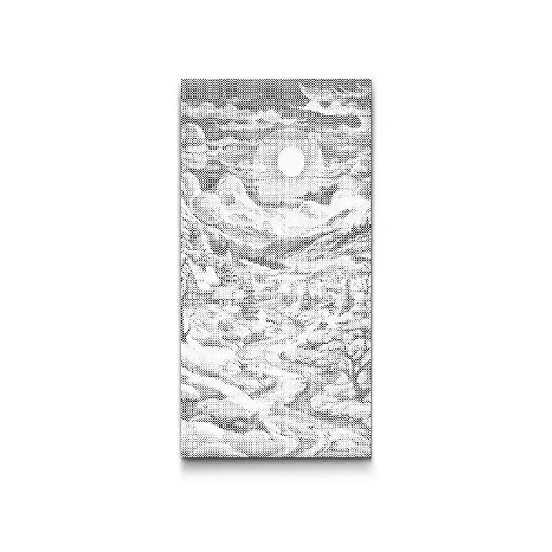 Punktmalerei – Ein Dorf in einer verschneiten Landschaft Preiswert