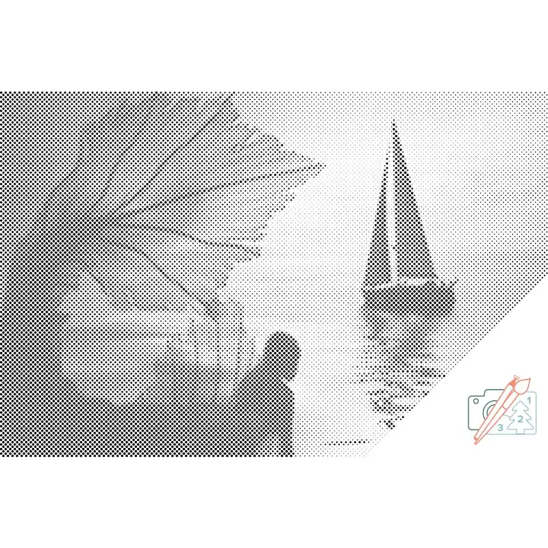 Mega-Angebot Punktmalerei – Eine Meerjungfrau beobachtet ein Segelboot