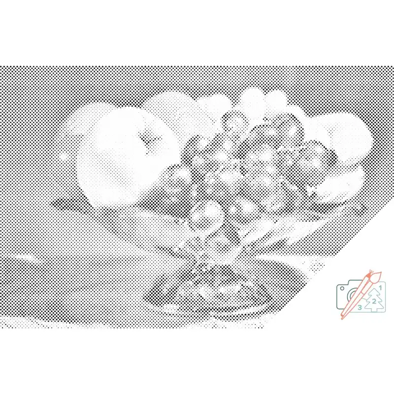 Highlight Punktmalerei – Eine Schüssel voller Früchte