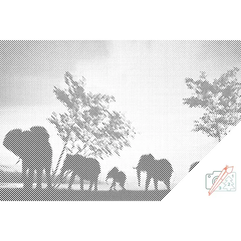 Im Trend Punktmalerei – Elefanten in der Savanne