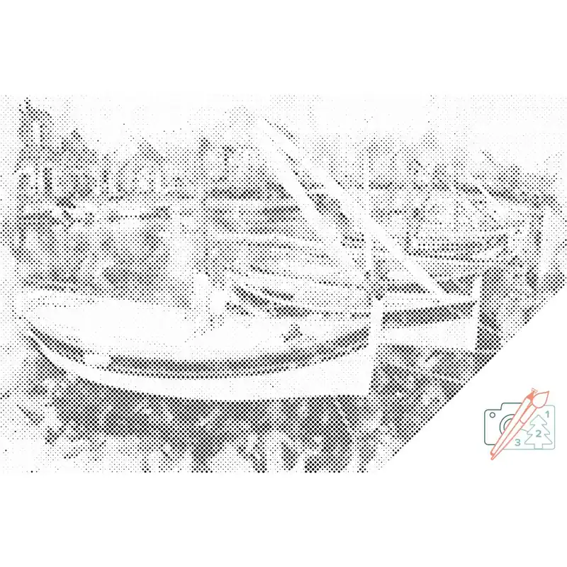 Punktmalerei – Farbige Hafen Nur Für Kurze Zeit