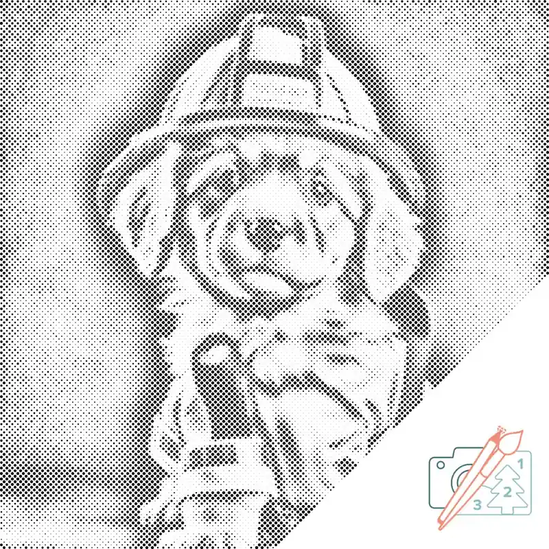 Punktmalerei – Feuerwehrmanns Hund Nur Heute