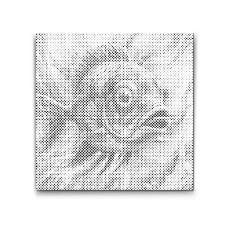 Markenprodukt Punktmalerei – Fisch in Türkis- und Orangetönen