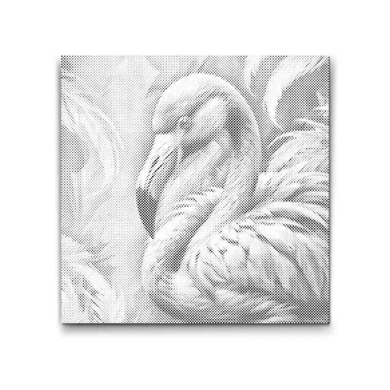 Punktmalerei – Flamingo in gedeckten Grüntönen Weltweiter Versand