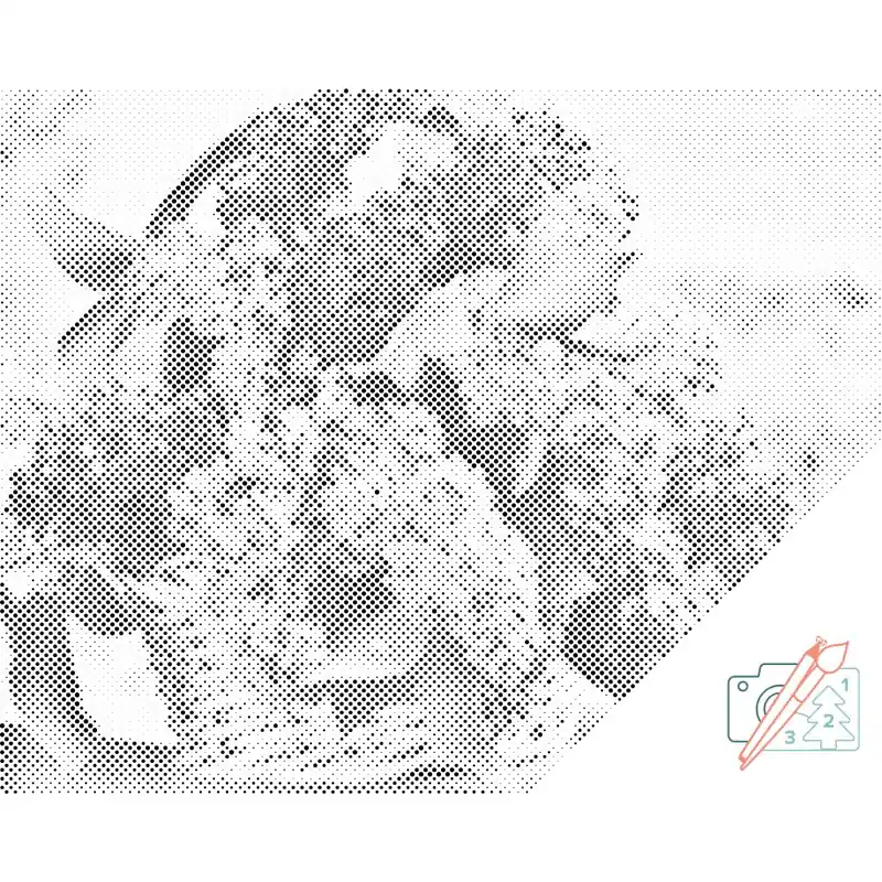 Punktmalerei – Flieder in einem Korb Neu