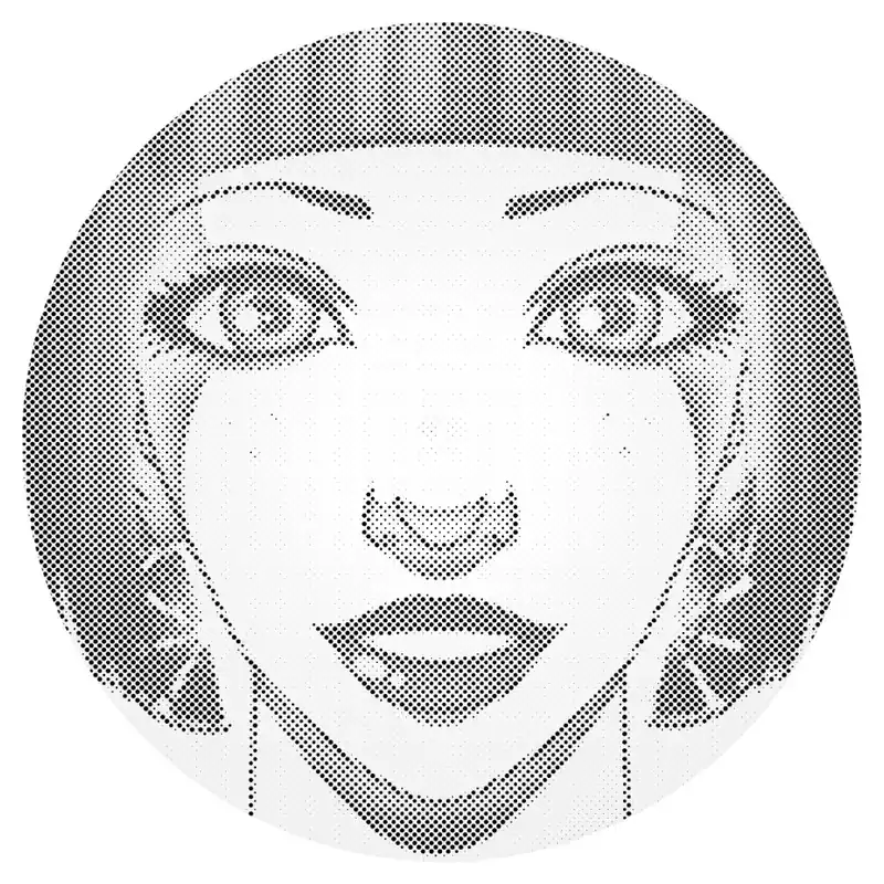 Punktmalerei – Frau mit orangefarbenen Ohrringen Meistverkauft