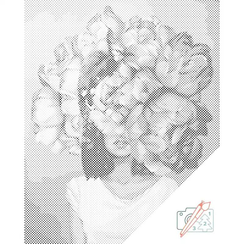 Punktmalerei – Frau versteckt in Pfingstrosen Neue Ware