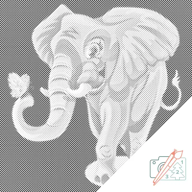 Mega-Angebot Punktmalerei – Fröhlicher Elefant mit einem Schmetterling
