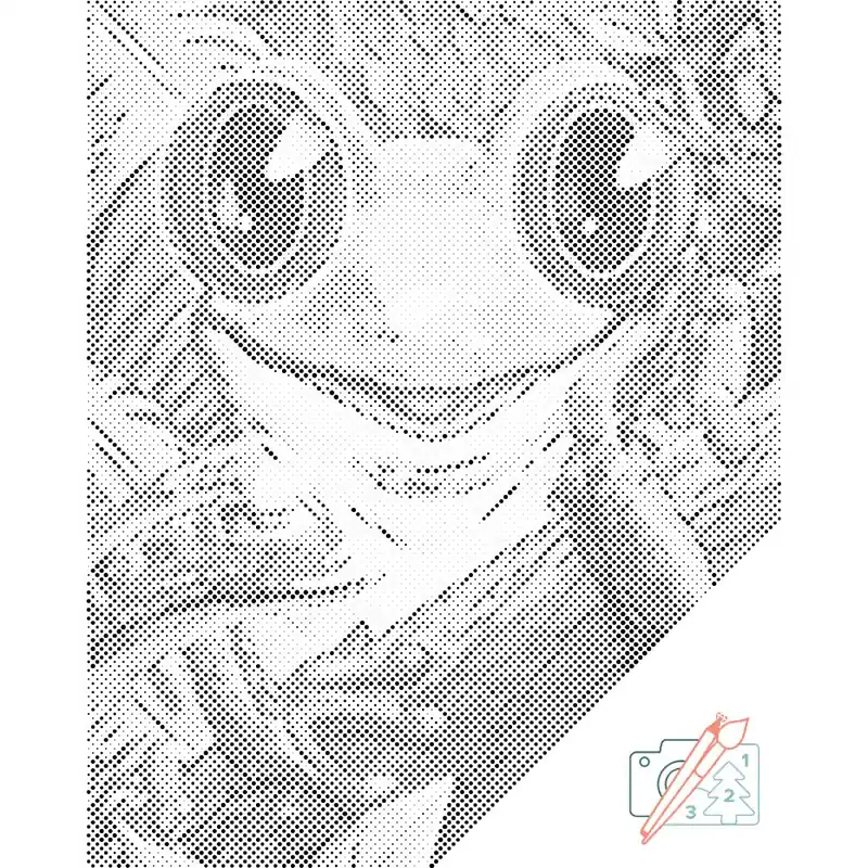 Markenware Punktmalerei – Frosch mit einer Raupe