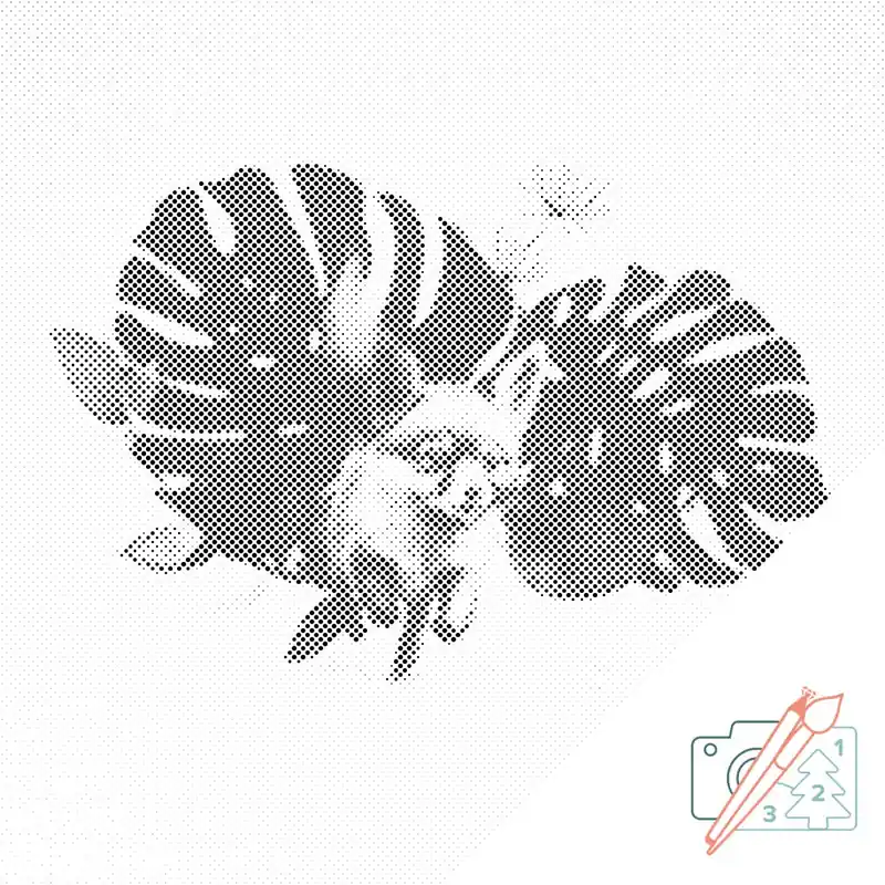 Exklusiv Punktmalerei – Fuchs und das Fensterblatt